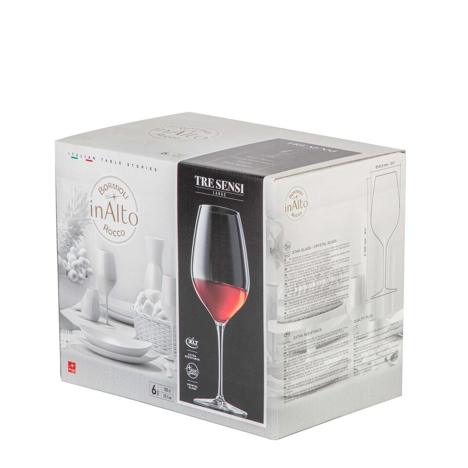 image 1 of Bormioli Rocco Inalto Tre Sensi Red Wine Glasses - 550ml - Pack of 6