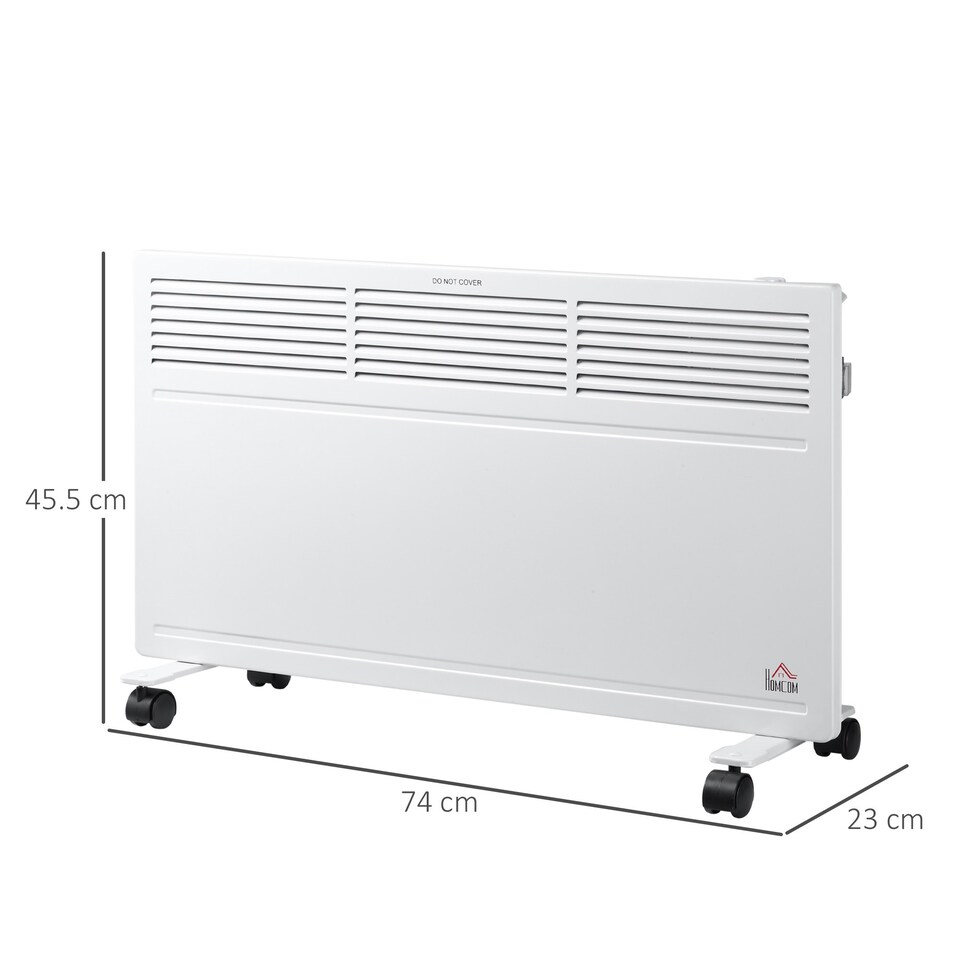 image 1 of HOMCOM Convector Radiator Heater w/ Adjustable Thermostat Safety Cut-Off, Black