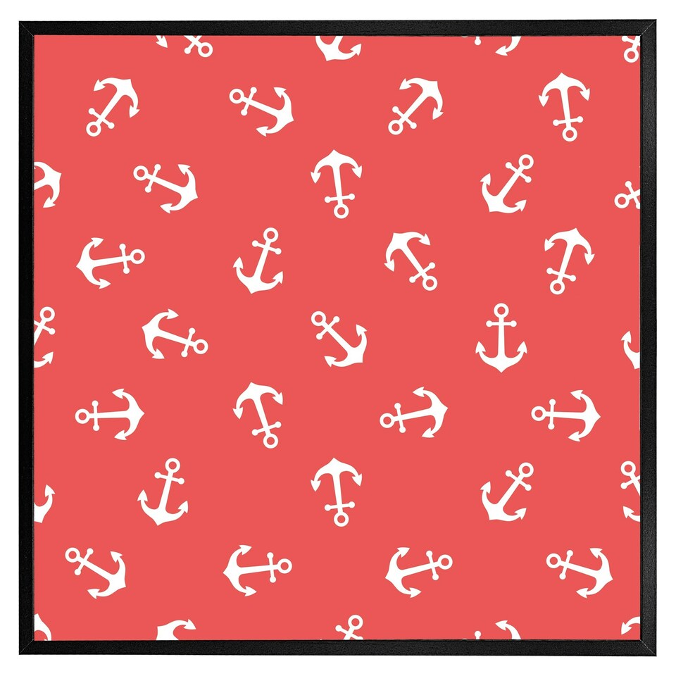 image 1 of Anchors on red background (Picutre Frame) Brown | Oak | M