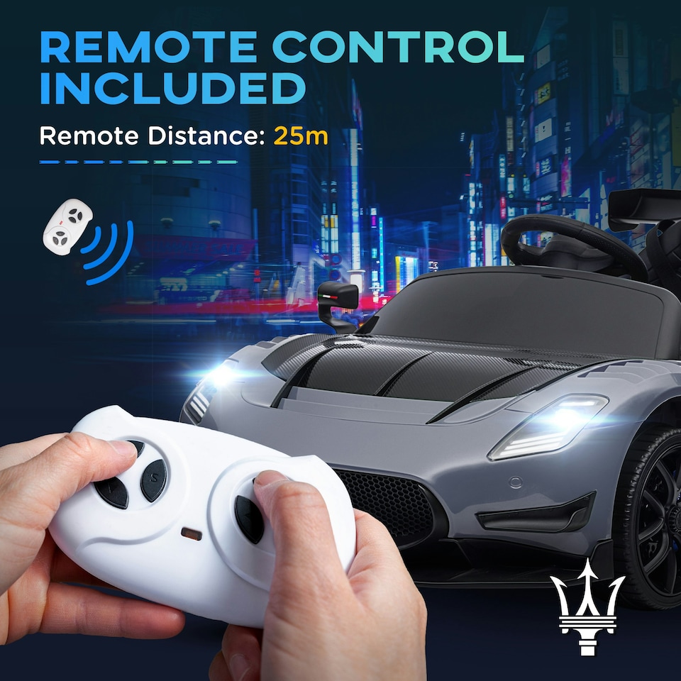 image 1 of AIYAPLAY Maserati GT2 Licensed 12V Electric Ride on Car w/ Remote, Grey