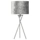 image 1 of First Choice Lighting Chrome Tripod Table Lamp with Grey Crushed Velvet Shade Chrome | Grey