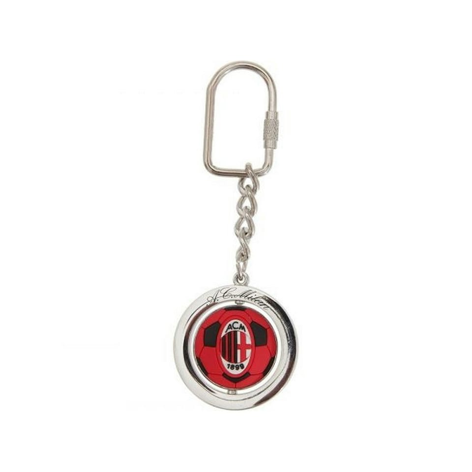 image 1 of AC Milan Crest Keyring - Black/Red/White - One Size