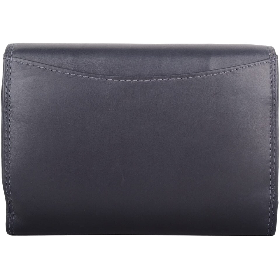 image 1 of London Leathergoods Womens Tri Fold Money Holder Magnetic Flap Purse Wallet | Blue | Navy