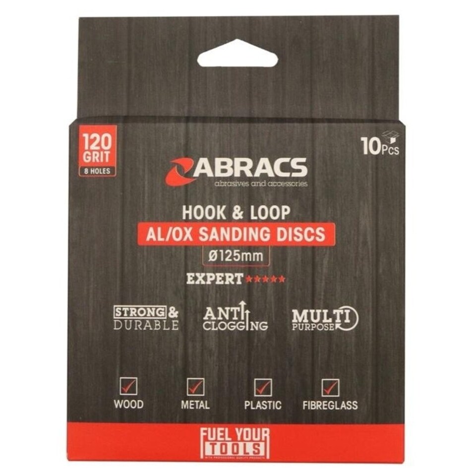 image 1 of Abracs Hook and Loop Sanding Disc (Pack of 10) - Brown/Sand - 125mm