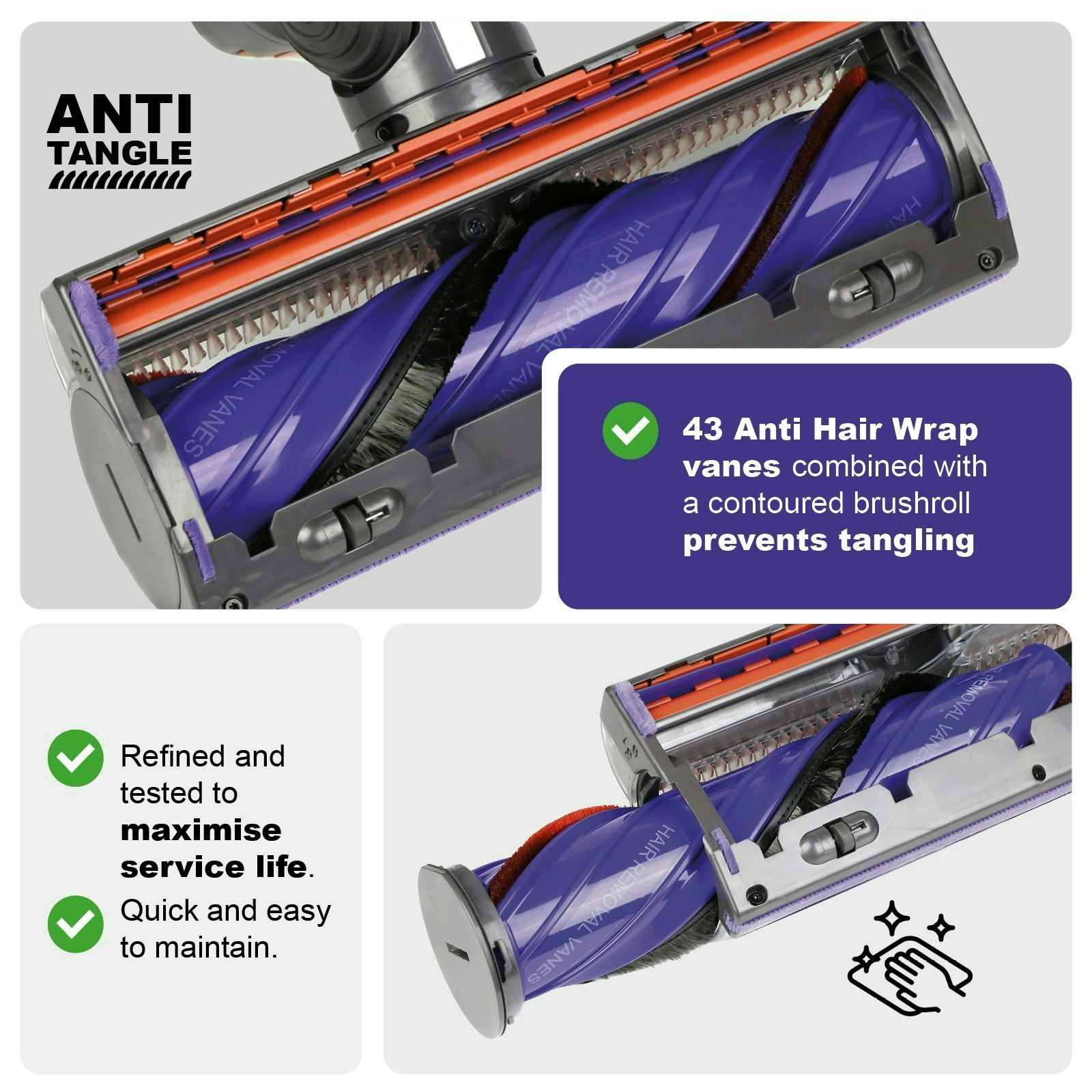 Dyson HAIR REMOVAL VANES 443357 純正 モーターヘッドブラシ 中古動作