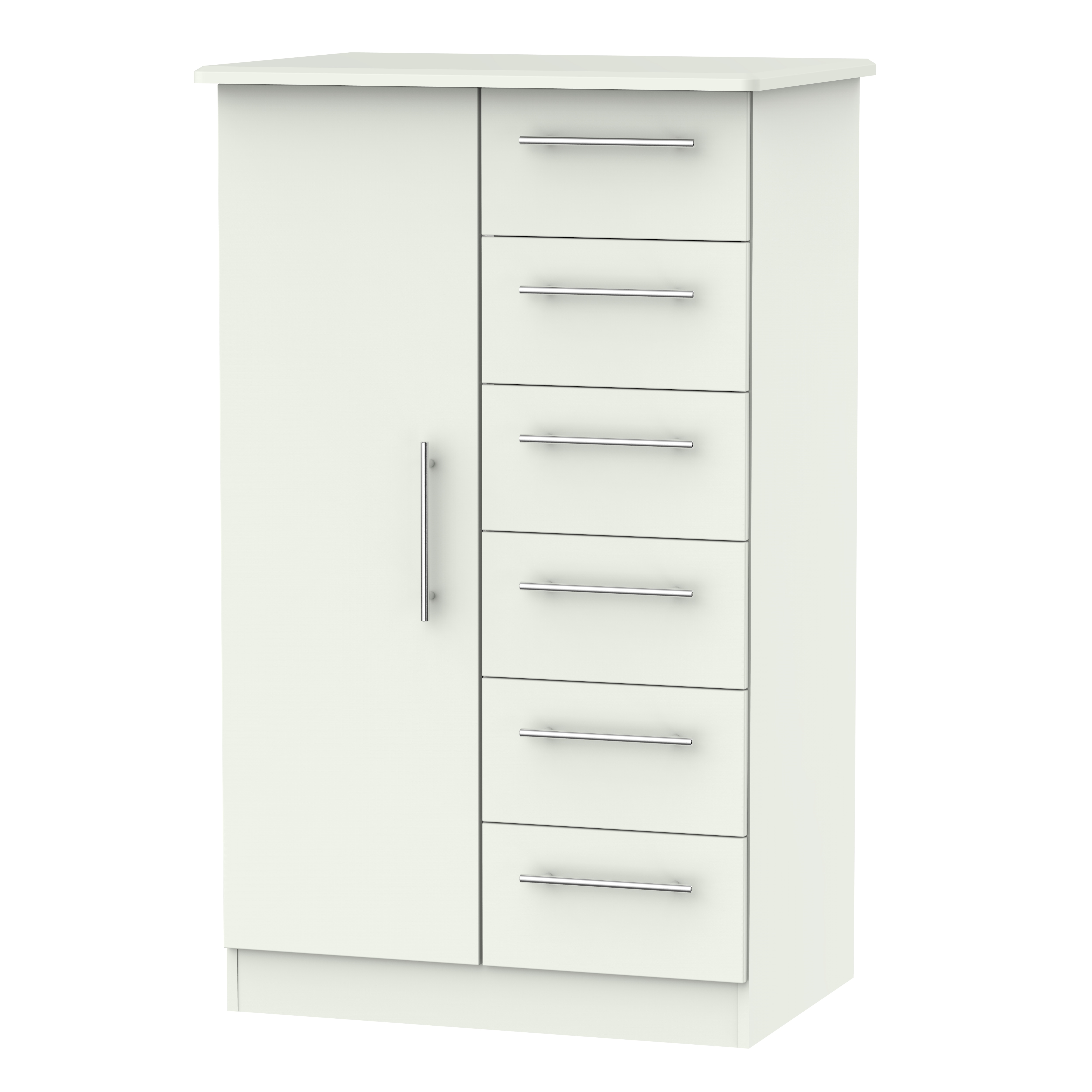 Carlton 1 Door 5 Drawer Childrens Wardrobe in Porcelain Matt & Bardolino Oak