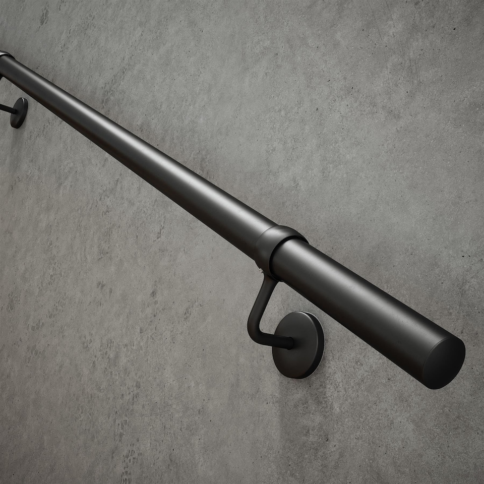 image 1 of Rothley Easy Assembly Stair Handrail Kit Matt Black 2.4m