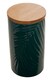 image 2 of Interiors By Premier Dark Green Large Storage Jar With Bamboo Lid,Jar With Embossed Tropical Leaf Design,Spice Storage Canister