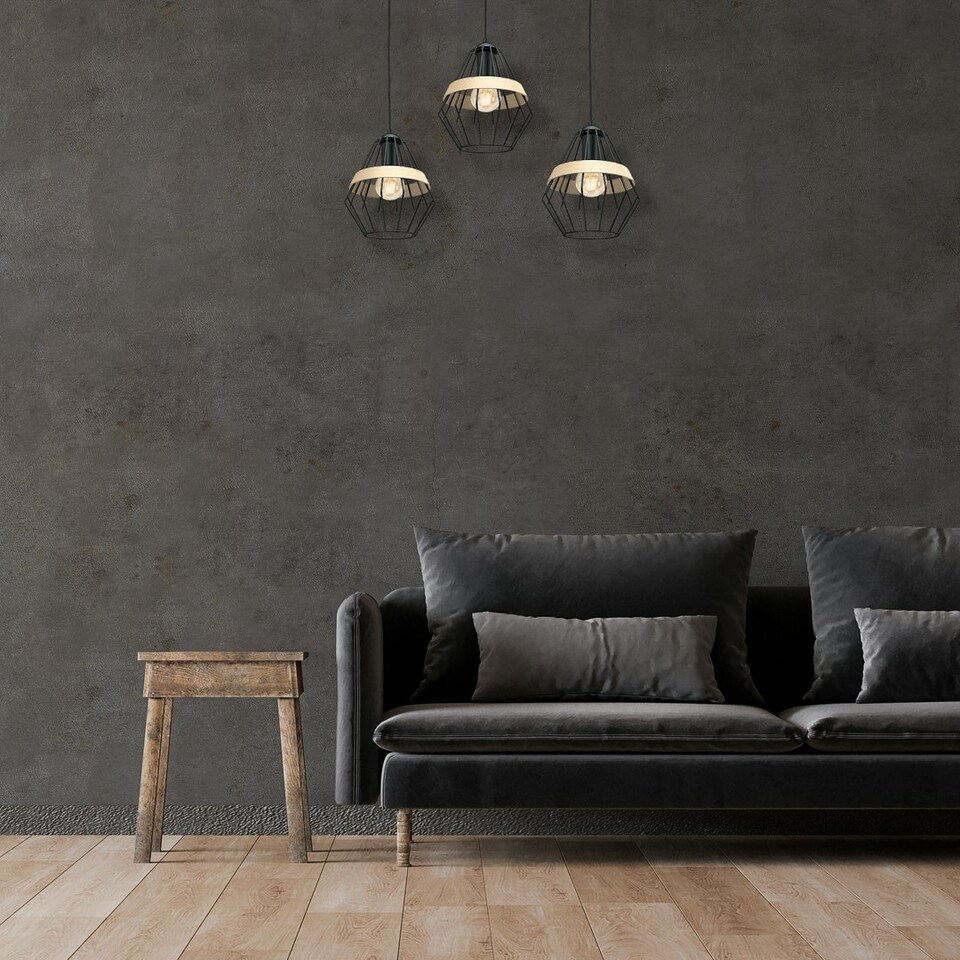 image 1 of Milagro Pendant Lamp Cliff Black 3XE27