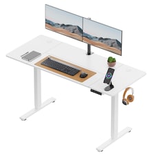 Vonhaus White Height Adjustable Standing Desk 140x60cm