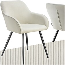 Dining Chair Marilyn - corduroy look, upholstered, armchair, continuous backrest - per piece Cream | Cream/Black