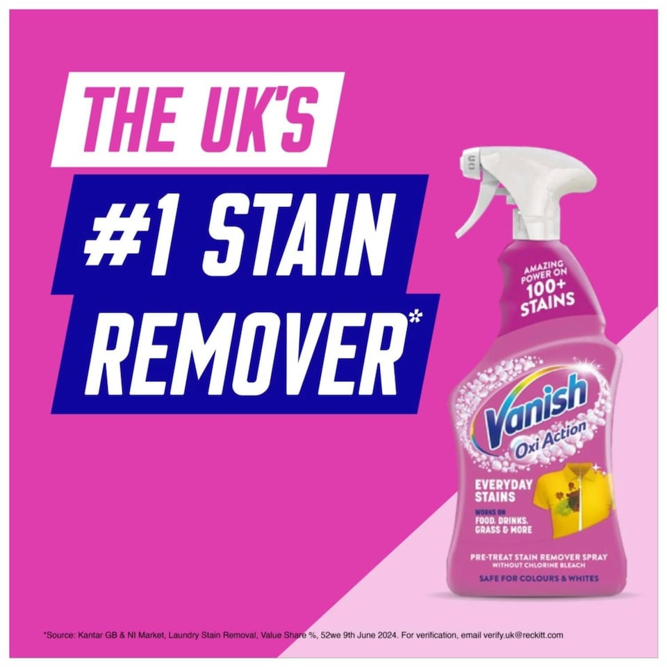 image 1 of Vanish Oxi Action Colour Safe Powder Fabric Stain Remover 1 kg and Vanish 500 ml Colour Fabric Spray for tought stains