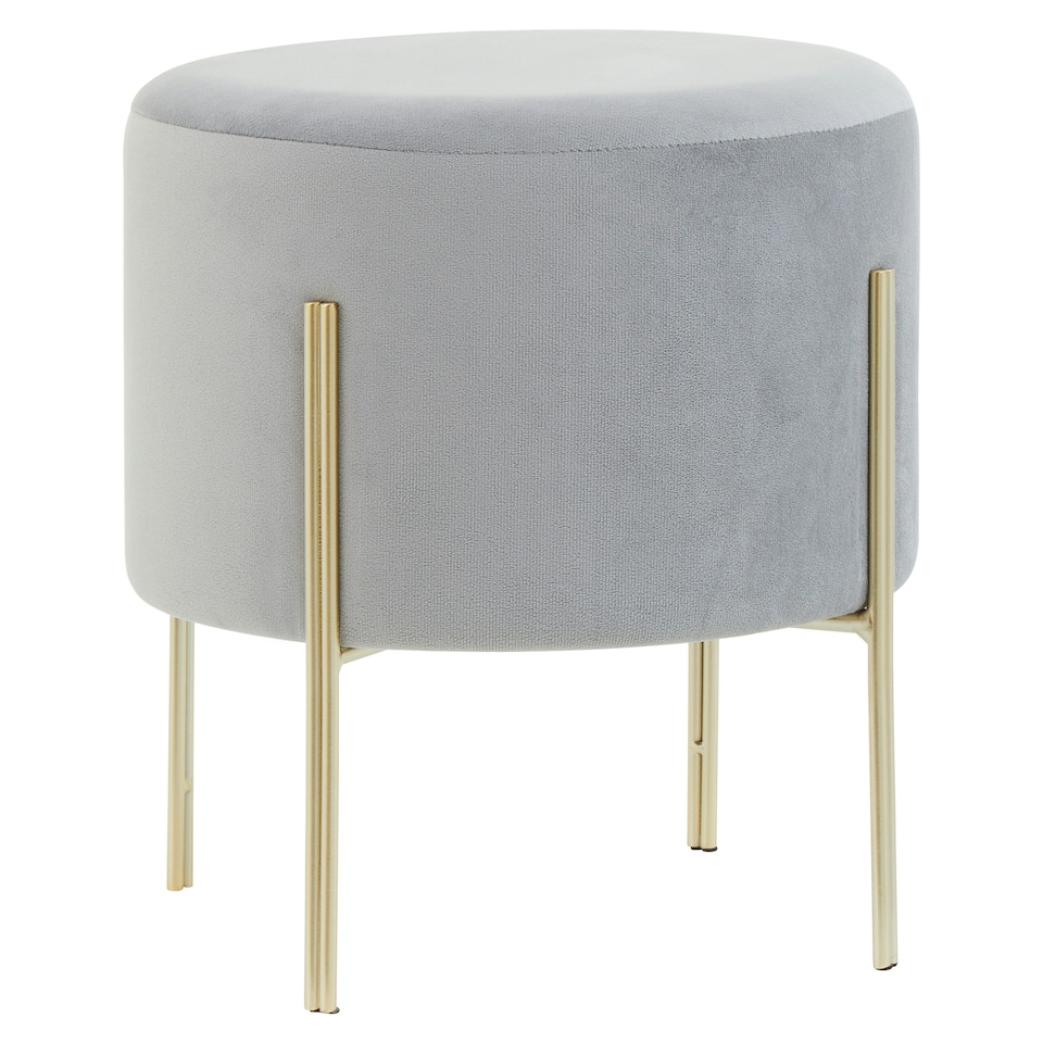 image 1 of Interiors by Premier Hayes Round Grey Velvet Stool