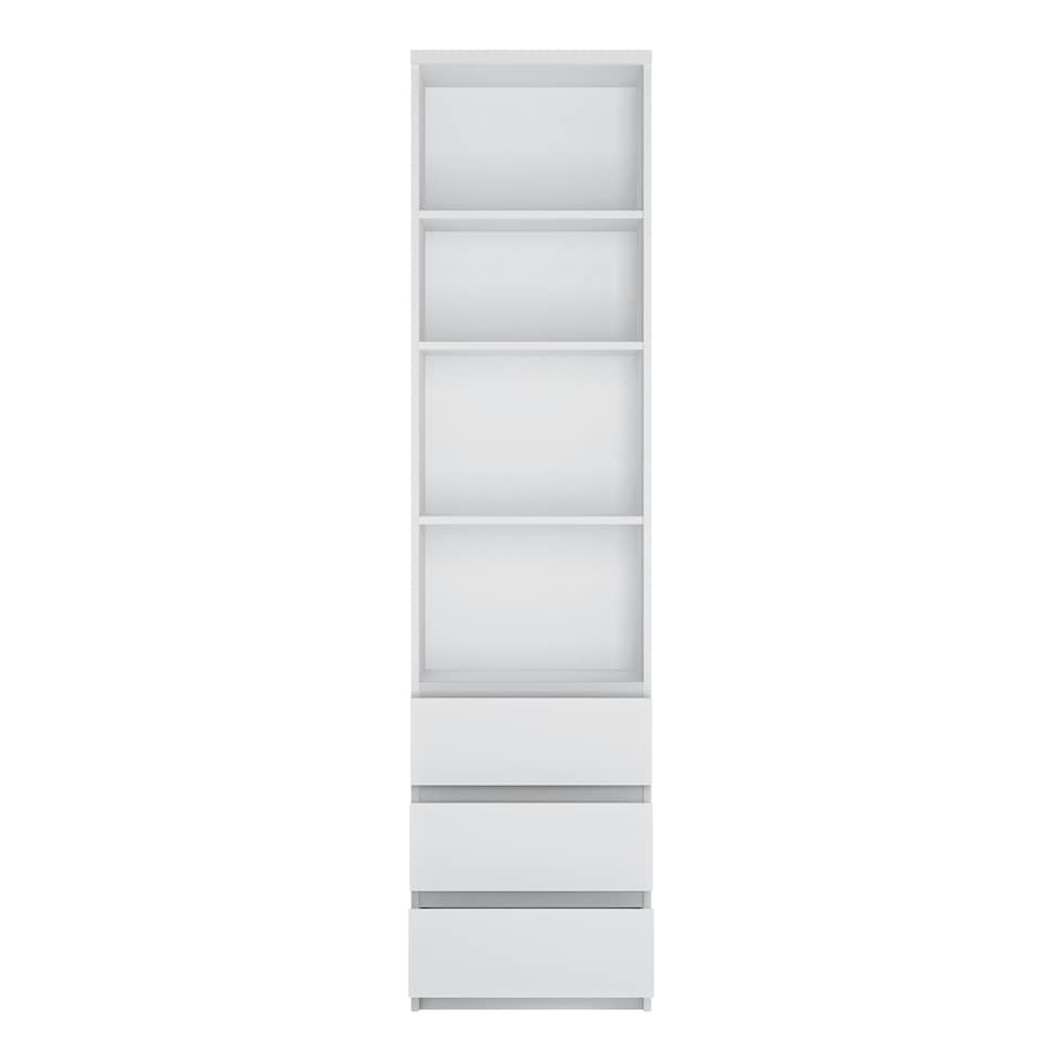 image 1 of Fribo Tall Narrow 3 Drawer Bookcase in White