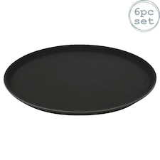 Argon Tableware Round Non-Slip Serving Trays - 35cm - Black - Pack of 6 | Black | Black