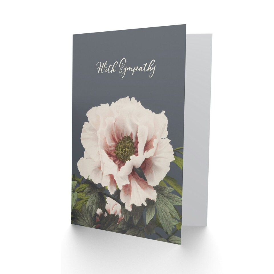 image 1 of Ogawa Kazumasa Sympathy Card Peony Flower Vintage Japanese