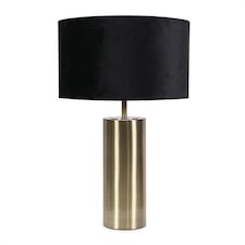 ValueLights Lexy Antique Brass Dimmable Table Lamp Black Velvet Shade and Bulb