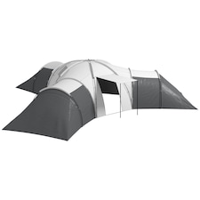 Outsunny 6-9 Man Large Tunnel Tent with 3 Bedroom, Living Area and Porch, Stand-up Camping Tent, Portable with Bag, for Fishing Hiking Festival | Grey