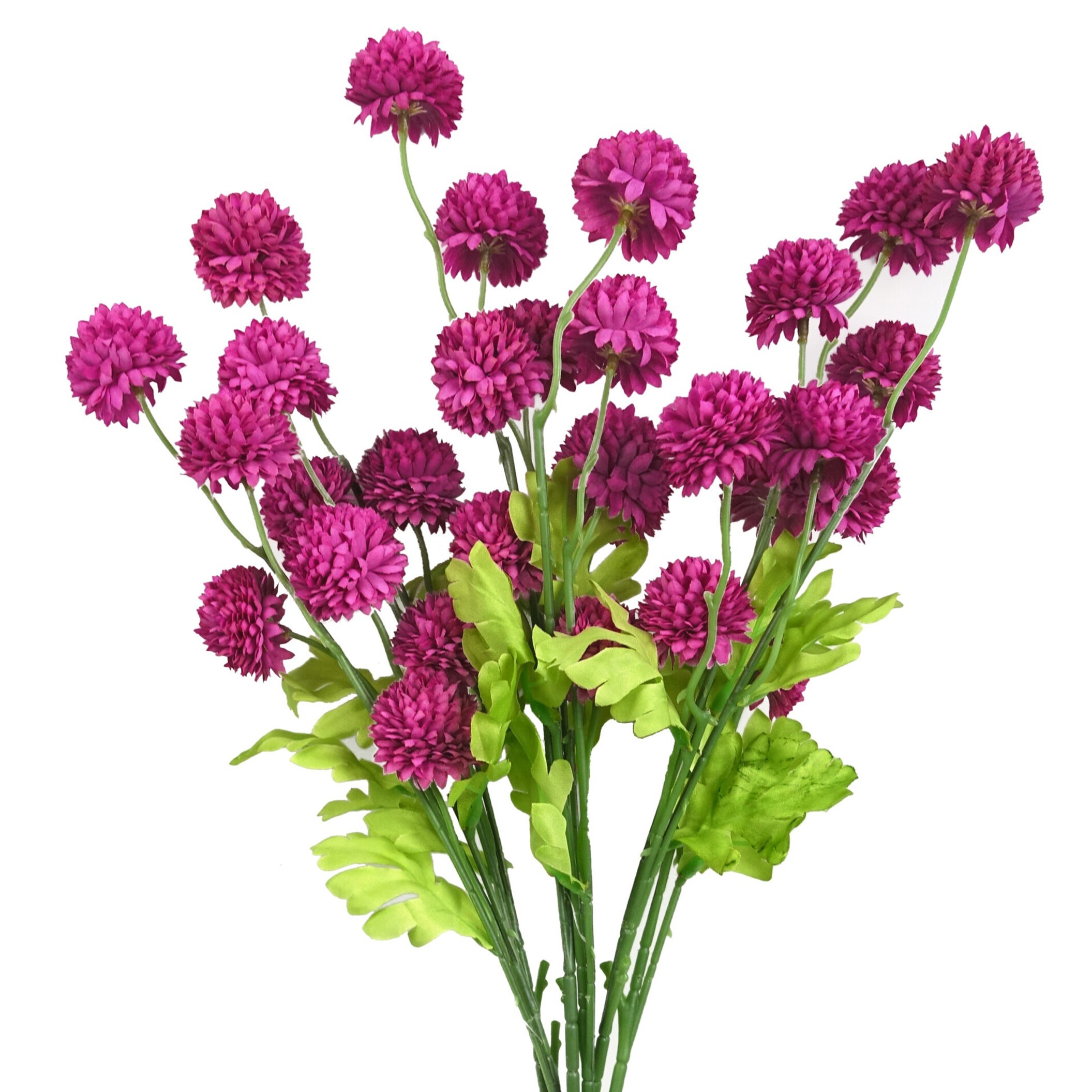 Pegdev Pack of 6 50cm Artificial Pink Dahlia Pompom Stems for Home Décor