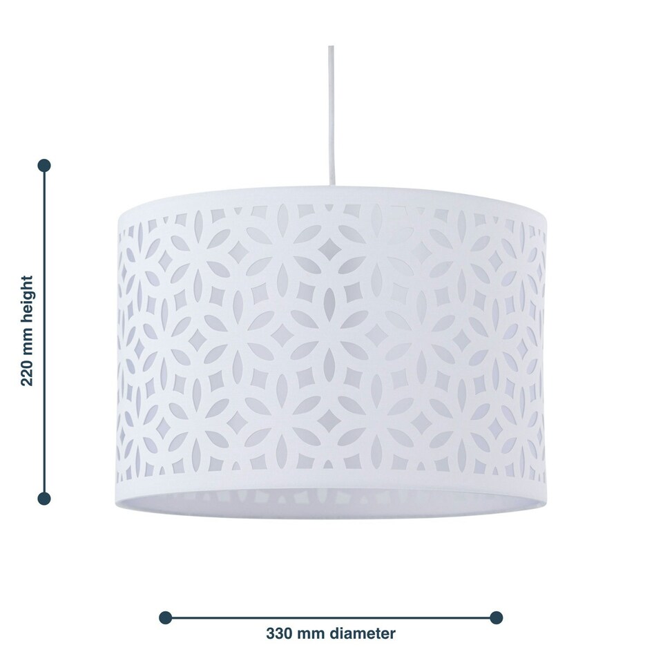 image 1 of First Choice Lighting Set of 2 White Laser Cut 33cm Pendant Lightshades White