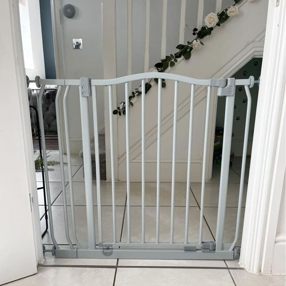 image 1 of Safetots Curved Top Safety Gate, 179cm - 188cm, Matt Grey, Pressure Fit Stair Gate, Baby Gate for Doors Hallways and Spaces, Safety Barrier, Easy Installation