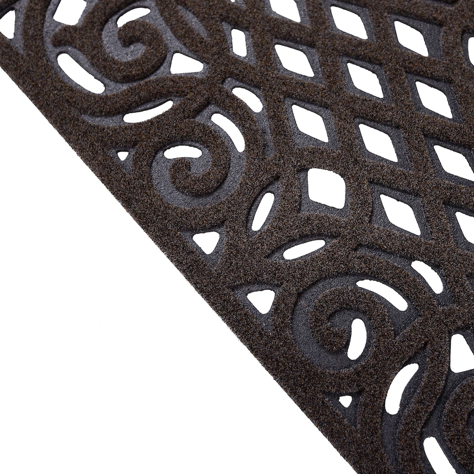 image 1 of Nicoman Victorian Style Rubber Outdoor Door Mat Brown 75 x 44cm | Brown | 75 x 44cm