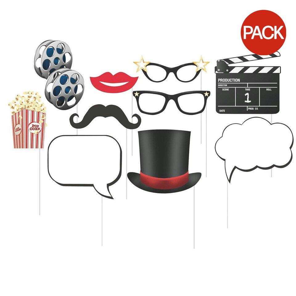 Creative Party Photobooth Props (Pack of 10) - Black/White/Red - One Size