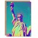 image 1 of Neon Statue Liberty Sunglasses Funky Man Him Birthday Card
