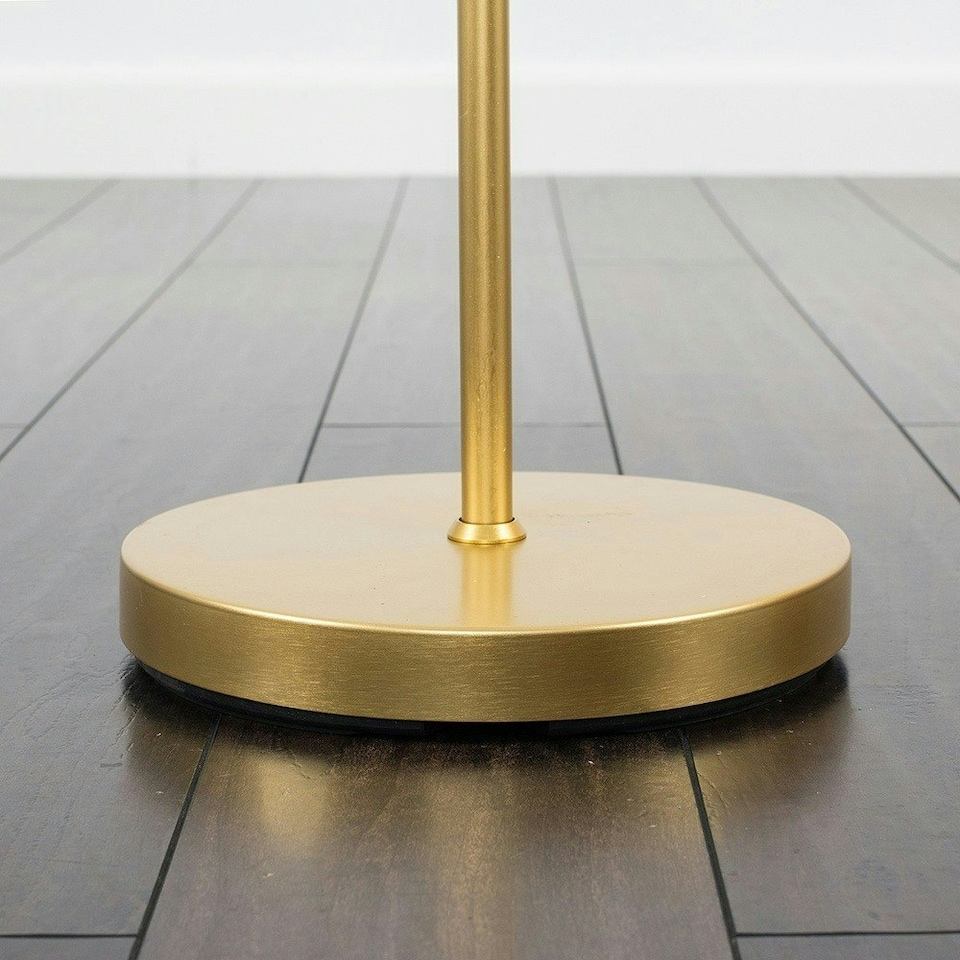 image 1 of ValueLights Modern Floor Lamp In Gold Metal Finish With Black Gold Drum Shade