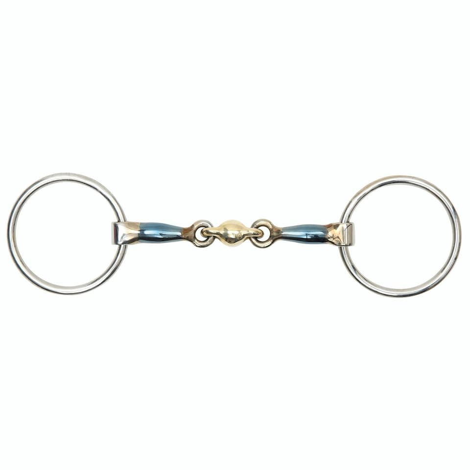 Shires Sweet Iron Lozenge Horse Loose Ring Snaffle Bit - Blue - 5.5in