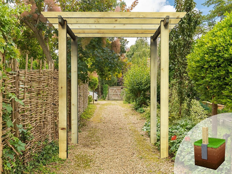 image 1 of eDecks HD Royal Walkway Garden Pergola w/ Steel Spikes 2.7m - 2.4 x 2.4m