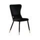 image 1 of Single New York Modern Velvet Dining Chair with High Back, Black Metal Legs Black | Gold End Tips