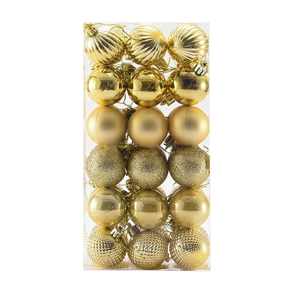 image 1 of Living and Home 36Pcs Xmas Ball Ornament Christmas Tree Deluxe Bauble Set- Gold