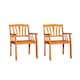 image 1 of Set of 2 Kapalua Outdoor Wooden Garden Slatted Dining Chairs Brown