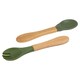 image 1 of Tiny Dining Bamboo Baby Weaning Fork & Spoon Set - Olive Green