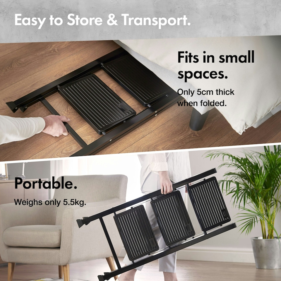 image 1 of VonHaus Steel Folding 3 Step Ladder Slim with Anti Slip Feet