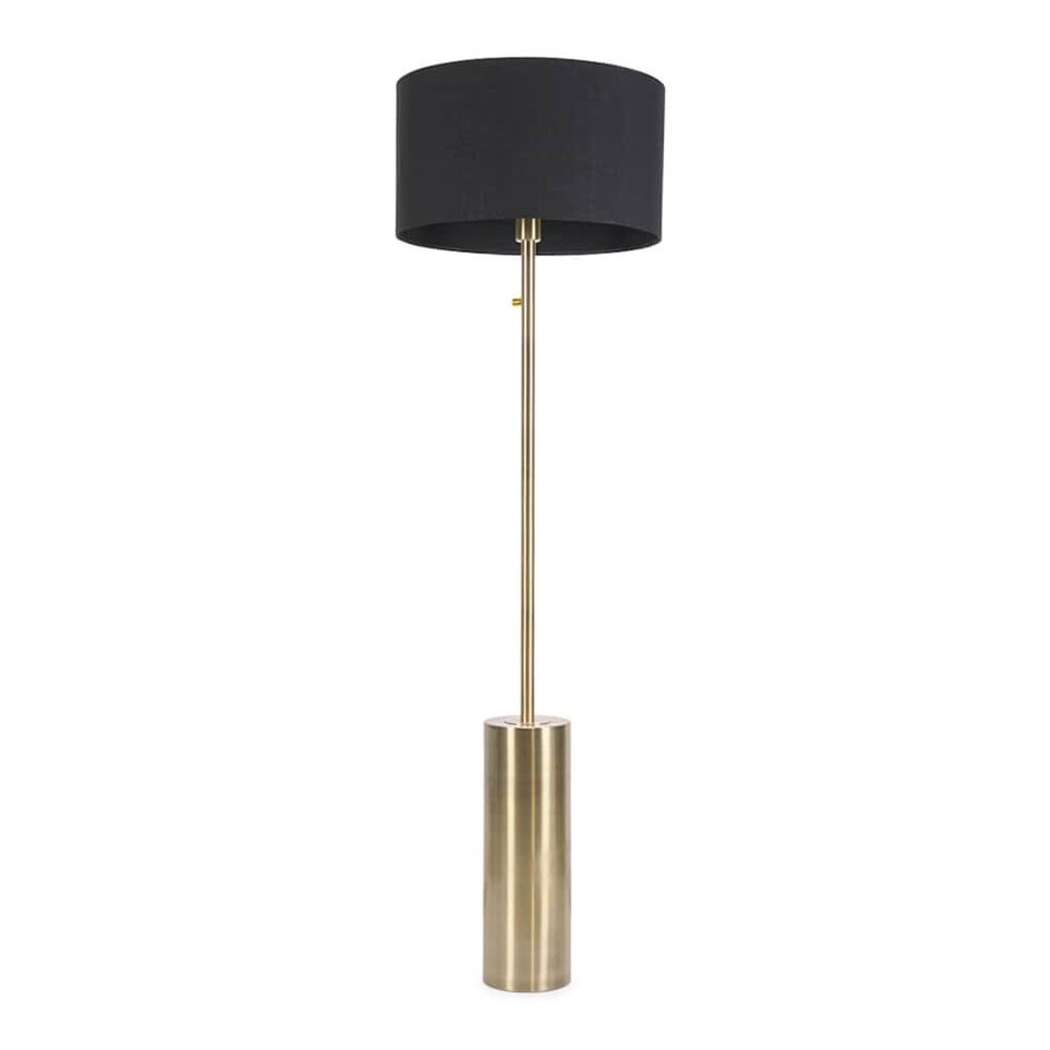 image 1 of ValueLights Lexy Antique Brass Dimmable Floor Lamp Black Shade | Black