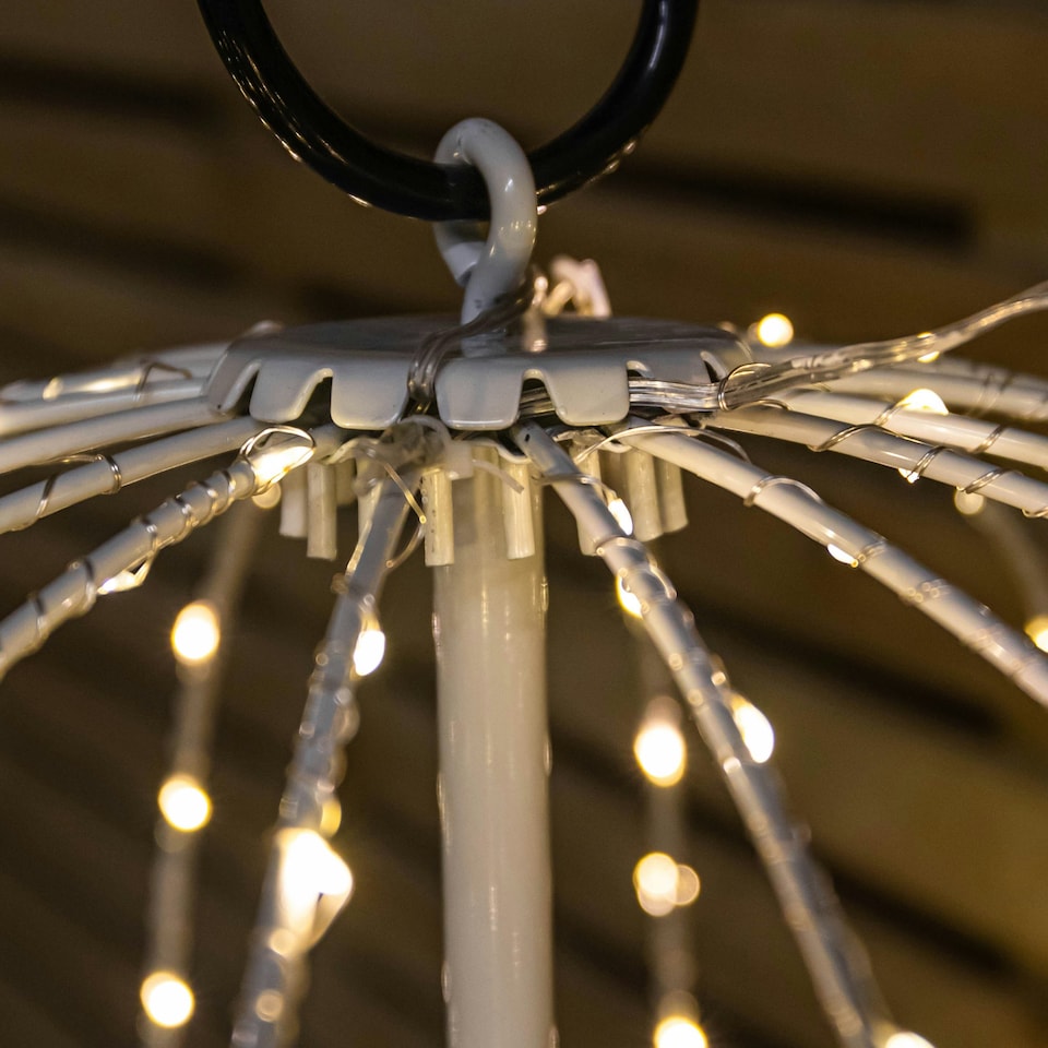 image 1 of 50cm White Metal Folding Christmas Ball with 256 Warm White LEDs
