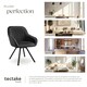 image 7 of Lounge Armchair Living Room Accent Chair 360 Swivel Slim Steel Legs Velvet Fabric  - Set of 4 Black