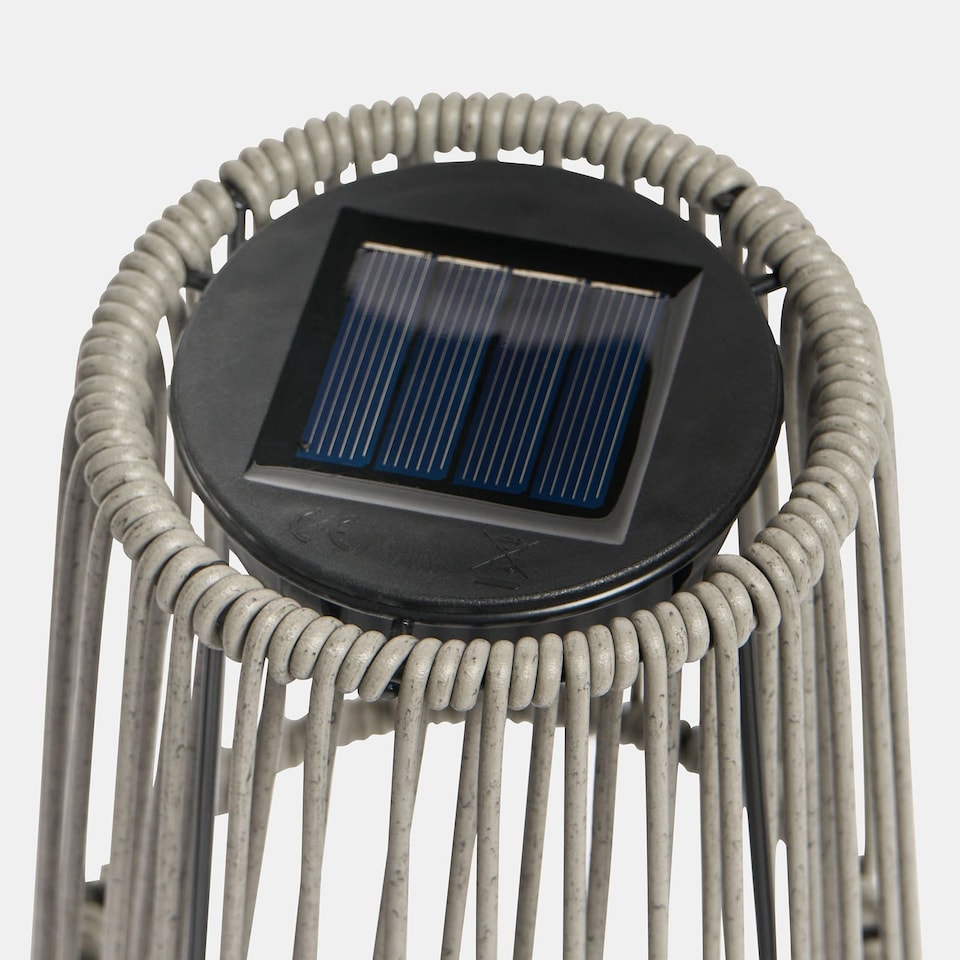 image 1 of OHS Rattan Solar Table Lamp Cordless Outdoor Garden Light Auto Sensor | Grey