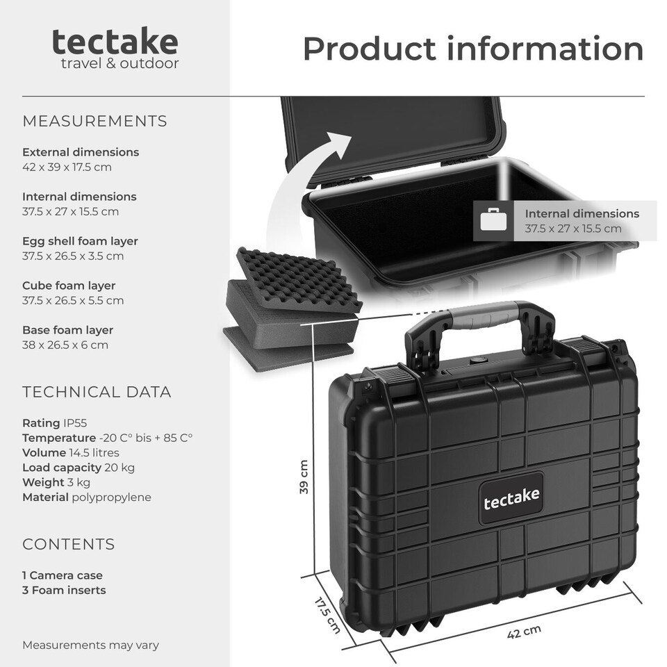 image 1 of Hard Shell Camera Case - foam inserts, waterproof, temperature resistant | Black | black | 1