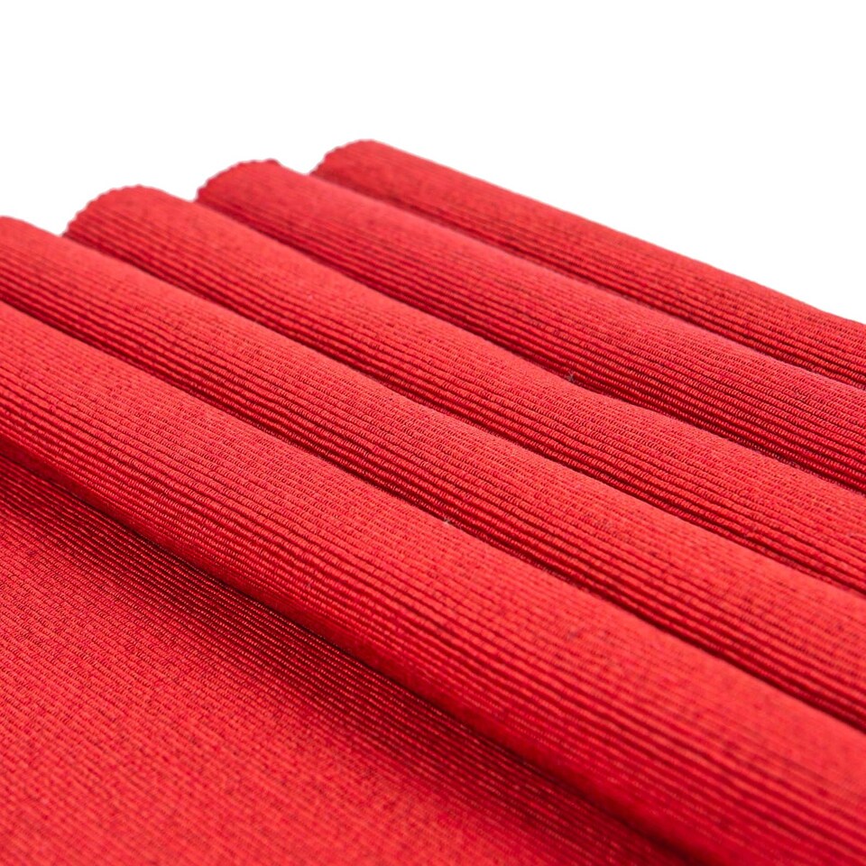 image 1 of Nicola Spring Cotton Fabric Placemats - Red - Pack of 6 | Red | Red
