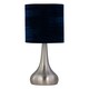 image 1 of Romana - Brushed Chrome Touch Operated Table Lamp with Navy Blue Crushed Velvet Shade Silver | Blue