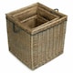 image 2 of Set of 3 Antique Wash Square Storage Log Basket