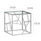 image 1 of Square Chrome Effect, Tempered Glass Lamp Side Table In Silver