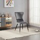 image 2 of Set of 4 New York Modern Velvet Dining Chairs with High Back, Black Metal Legs | Grey | Gold End Tips