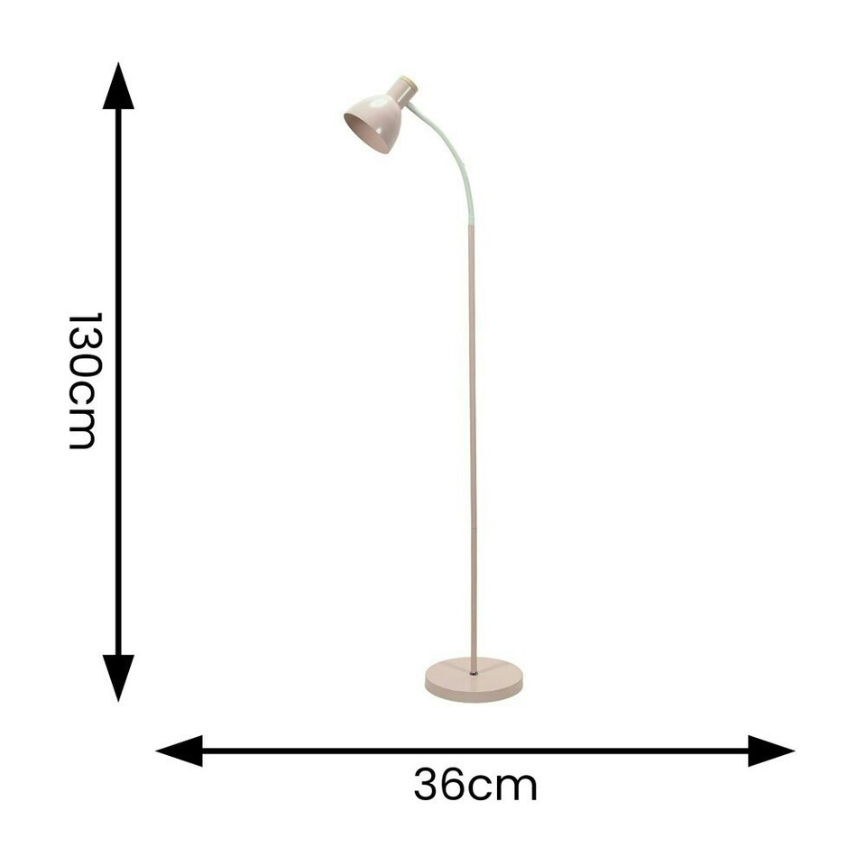 image 1 of ValueLights Woody Blush Pink Metal Dome Shade Wooden Base Freestanding Floor Lamp with LED Bulb