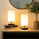 image 1 of ValueLights Francis Black Touch Table Lamps White Shades & Bulbs