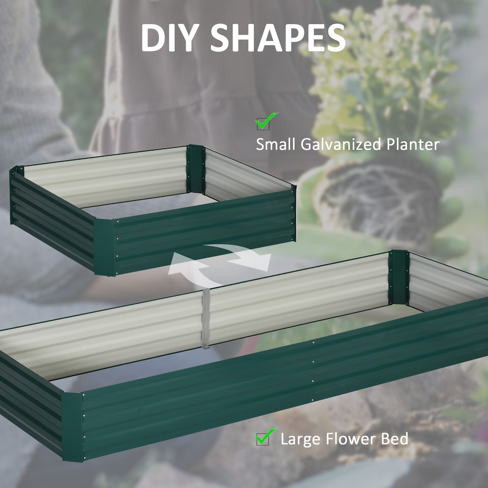 image 1 of Outsunny Galvanised Raised Garden Bed Metal Planter Box with Open Bottom, Green