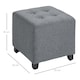 image 7 of HOMCOM Linen-Look Square Ottoman Footstool Button Tufts Wood Frame Padding Grey